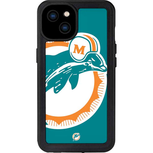 NFL Miami Dolphins Retro Logo iPhone 15 Plus Waterproof Case